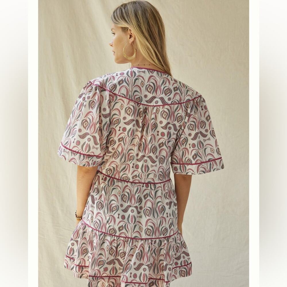 Anthropologie x Magali Pascal Lula Floral Tiered Dress Silk Blend Mini Sz XS - Picture 2 of 12